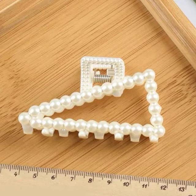 Product Introduction of Elegant Pearls Beads Hairpin for Women Fashion Geometric Hair Claw Barrettes Headwear Ponytail Hair Clips Hair Crab Accessories 8