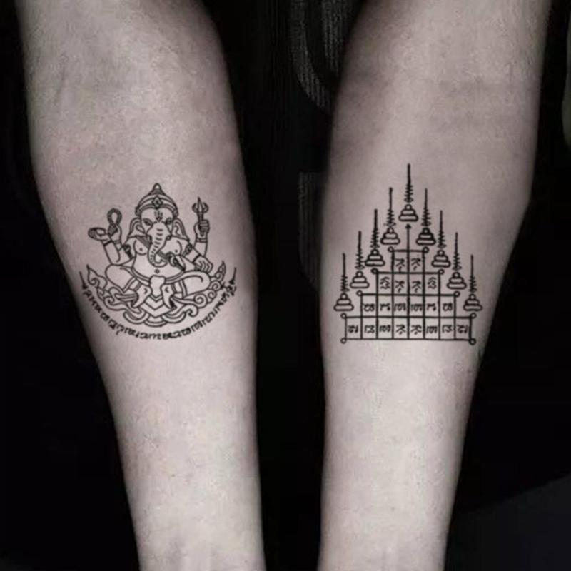 Product Introduction of SemiPermanent Thailand Tattoo Waterproof Spike Juice Herbal Stickers with Star Scripture Buddha B1Z5 40
