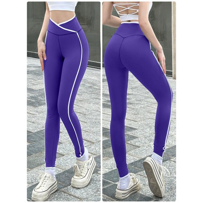 Quần Dài Legging Thể Thao Nữ Cạp V Viền Trắng Tập Gym, Yoga, Pilates Thun 7