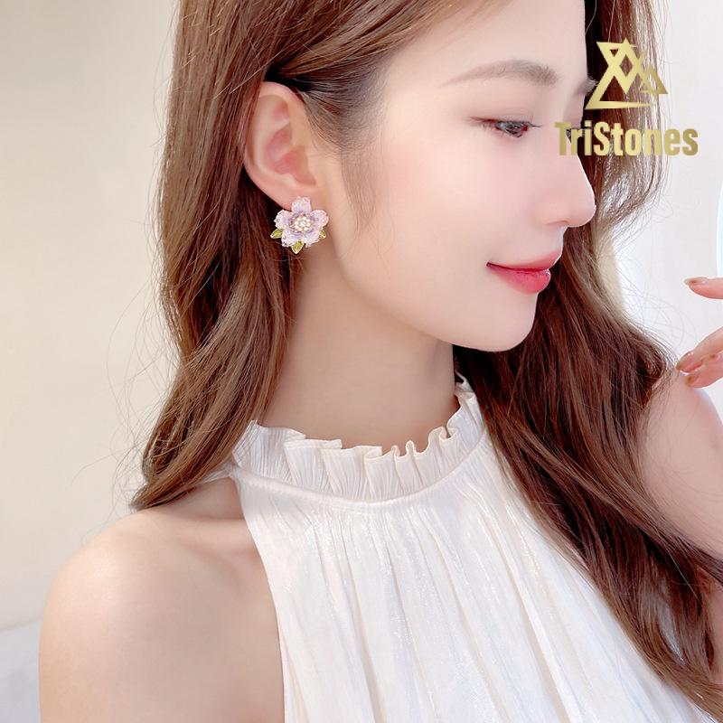 Hoa Tai Duyên Dáng Trong Suốt, Độc Đáo Ngọt Ngào Phong Cách Hợp Xu hướng Giá Cả Phải Chăng, Phong Cách Mori Sang Trọng, Khuyên Bông Khuyên Tai Đinh Tán Hoa Pha Lê Hoa Trà Voi Women Voan 2
