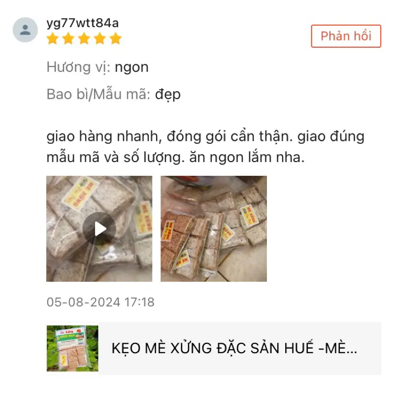 KẸO MÈ XỬNG ĐẶC SẢN HUẾ -MÈ XỬNG HUẾ 200g Ăn Vặt 6
