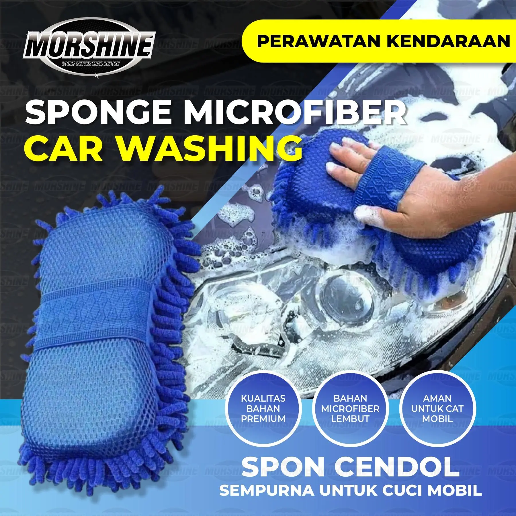 Morshine SPONGE SPON CENDOL microfiber Jumbo Serbaguna Detailing Cuci ...