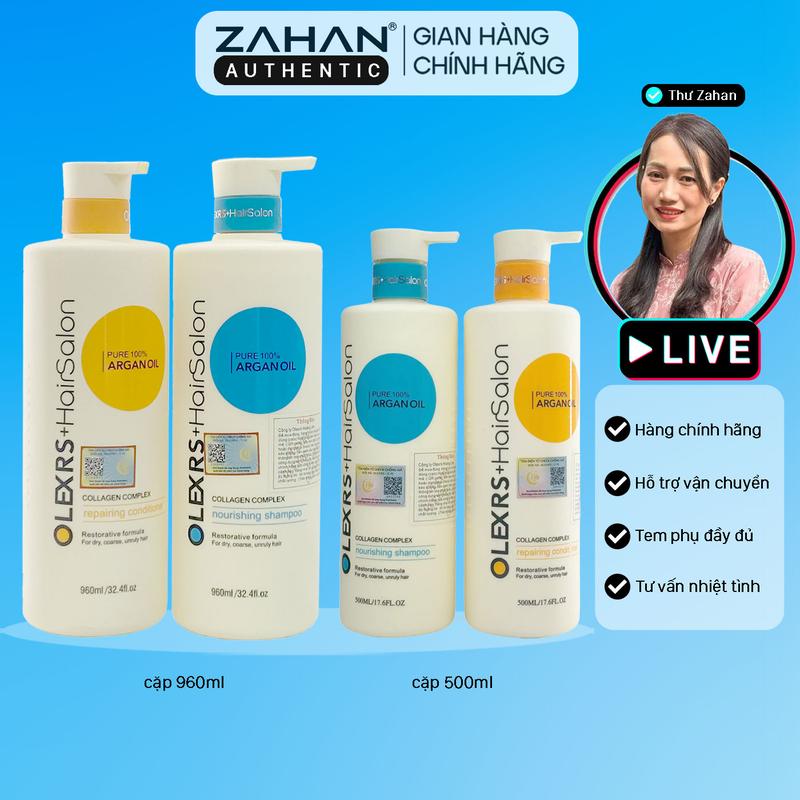 Cặp Dầu Gội Xả Olexrs Argan Oil Collagen Hair Salon Dưỡng Tóc