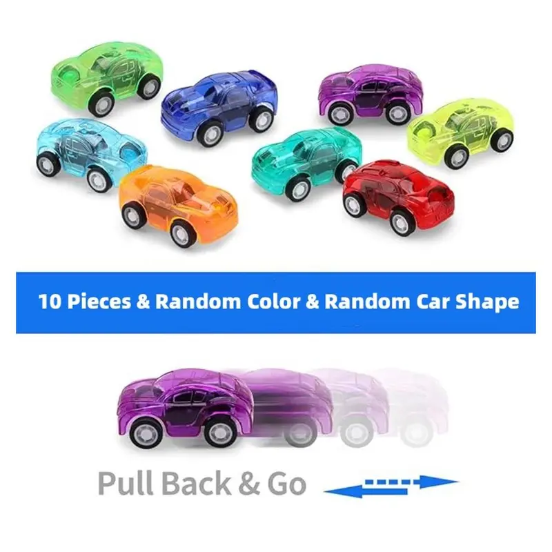 10 Counts Pull Back Cars, Pull Back Racing Vehicles Mini Car Toys for Kids Birthday Party (Random Color and Shape) 5