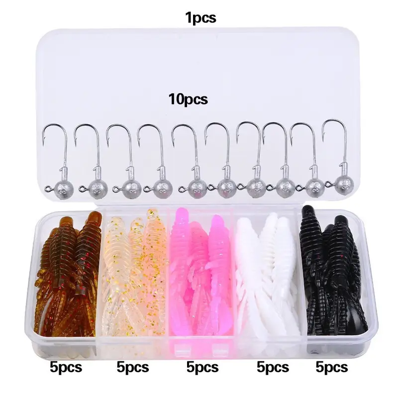 Bộ mồi mềm tôm tích kèm lưỡi Jig. 4
