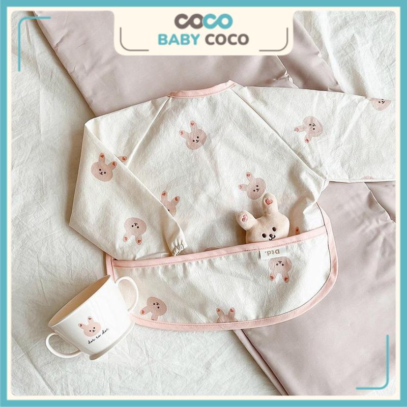  Áo yếm ăn dặm cho bé loại có tay dài có máng hàng xuất Hàn chất liệu cao cấp 