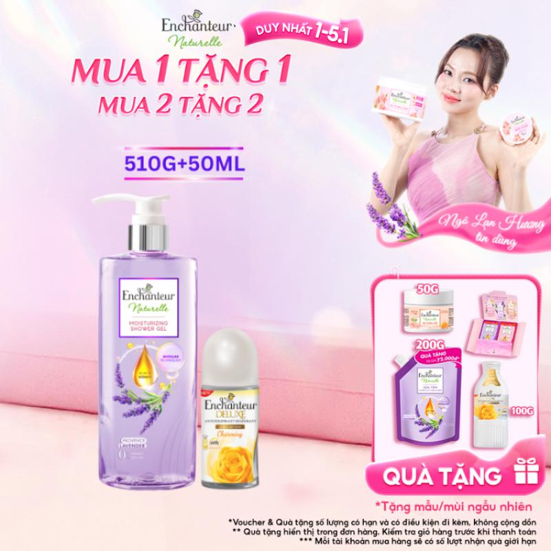   DUY NHẤT 1-5.1 Combo Sữa tắm dành cho nữ Enchanteur Naturelle hương hoa Lavender 510g + Lăn Khử Mùi Hương Nước Hoa Charming 50ml 