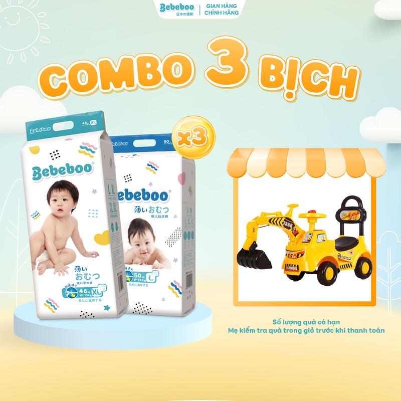 [QUÀ TẶNG ĐỘC QUYỀN - XE CHÒI CẨU] - Combo 3 Bịch Tã Bỉm Dán/Quần Bebeboo Nhật Bản Chính Hãng Tặng 1 Xe Chòi Cẩu trị giá 499K