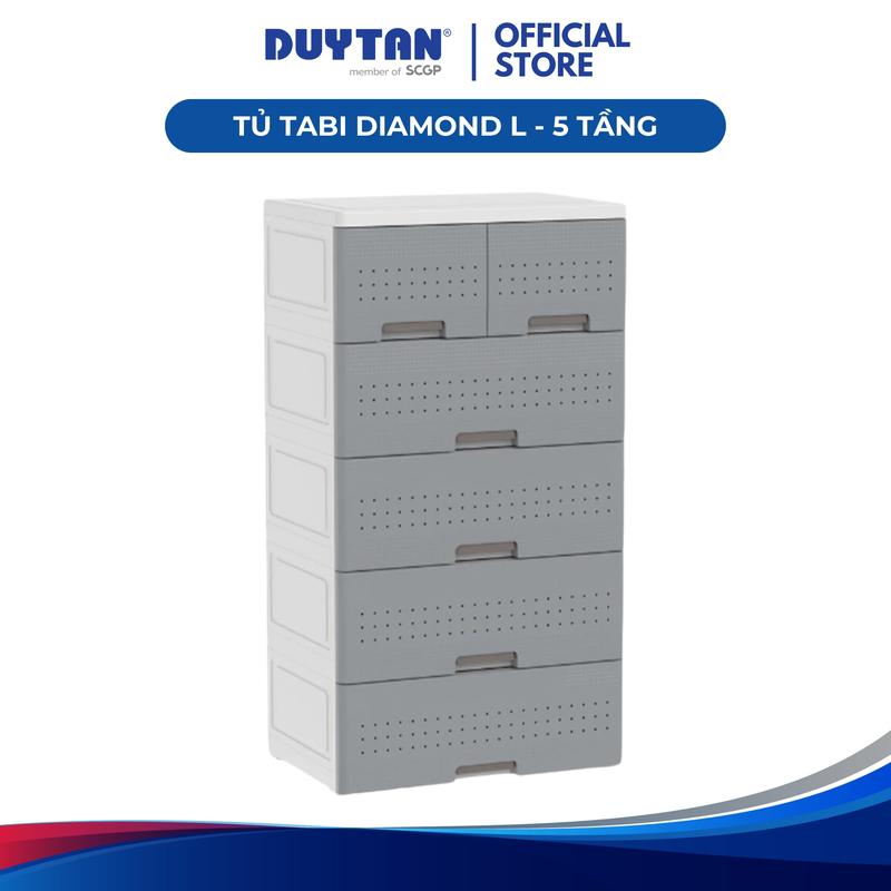 【NDT x Hoàng Vinh VN Tủ Tabi Diamond-L 5 tầng DUY TÂN nhựa PP/ABS, bao gồm 4 hộc lớn và 2 hộc nhỏ, tủ quần áo đa năng, tiện lợi