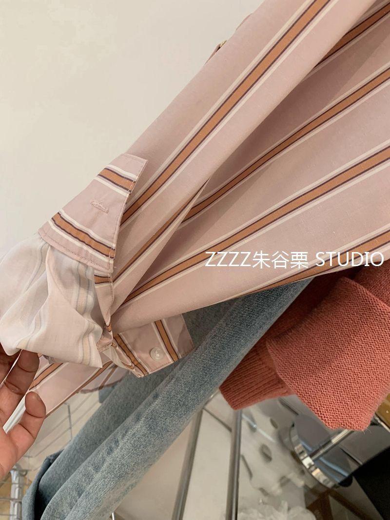 Product Introduction of Áo Sơ Mi Sọc, Ngoại Cỡ Cho Cô Gái Béo, Quần Áo Mùa Xuân Và Mùa Thu Cho Nữ, Dáng Rộng Vừa Vặn, 100,00kg, Phong Cách Phương Tây, Áo Sơ Mi Mỏng, Thời Trang Ins, Hàng Mới Về Năm 2024 Women Top 11