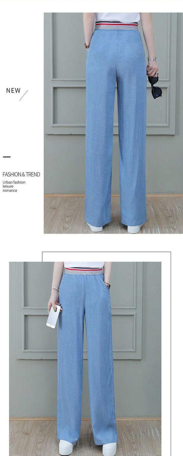 Product Introduction of Quần Jean Lụa Lạnh Dành Cho Phụ Nữ, Cạp Cao, 2023 Hàng Mới Về, Mỏng Và Xếp Nếp, Quần Thường Ngày Ống Rộng, Làm Bằng Tencel, Bán Chạy 10