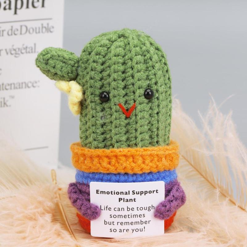 Product Introduction of Crochet Cactus Design Ornament, 1 Count Emotional Support Plant Themed Decoration, Creative Positive Home Decor for Living Room Bedroom Office 0