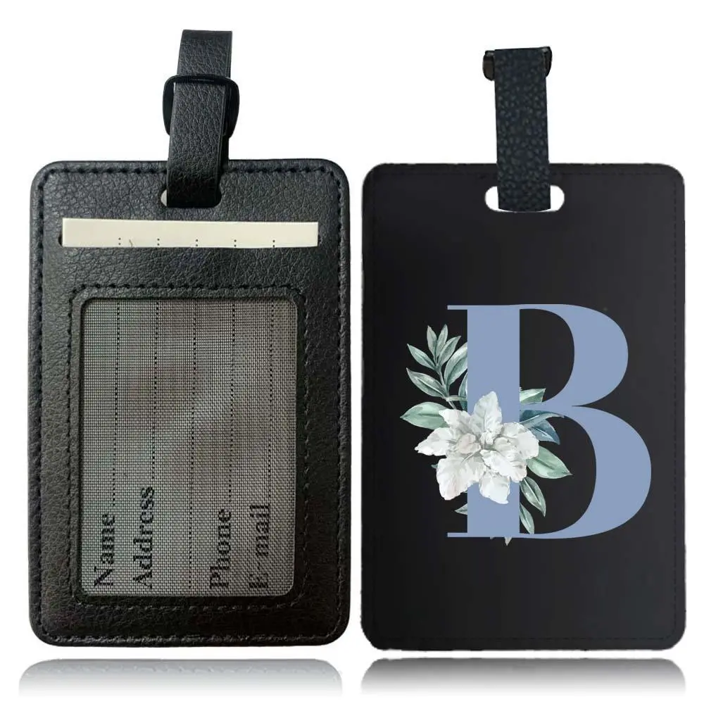 Flower Pattern Pu Leather Travel Bag Tag, 1 Count Durable Suitcase Name Id Holder with Strips, Bag Tag for Frequent Travelers Business Trips, Card Organizer