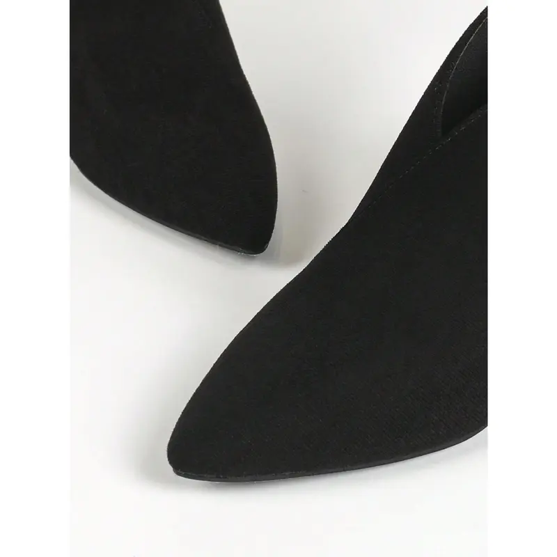 Women's Black High Heel Pointed Toe Tie Up Zipper Ankle Boots And Short Boots 3