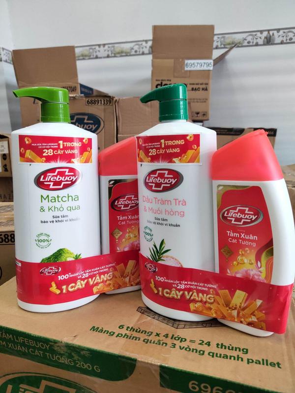 Sữa tắm lifebuoy matcha khổ qua/ dầu tràm trà 800g tặng chai sữa tắm nhỏ suat am
