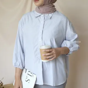 Sila Shirt (Top Atasan Kemeja Wanita Stripe Premium RANA By Fashion Today)
