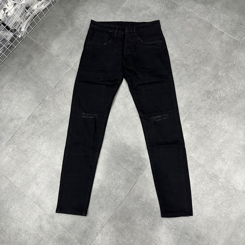 jean đen rách gối 03 đơn giản Thông thường Nam Menswear 0