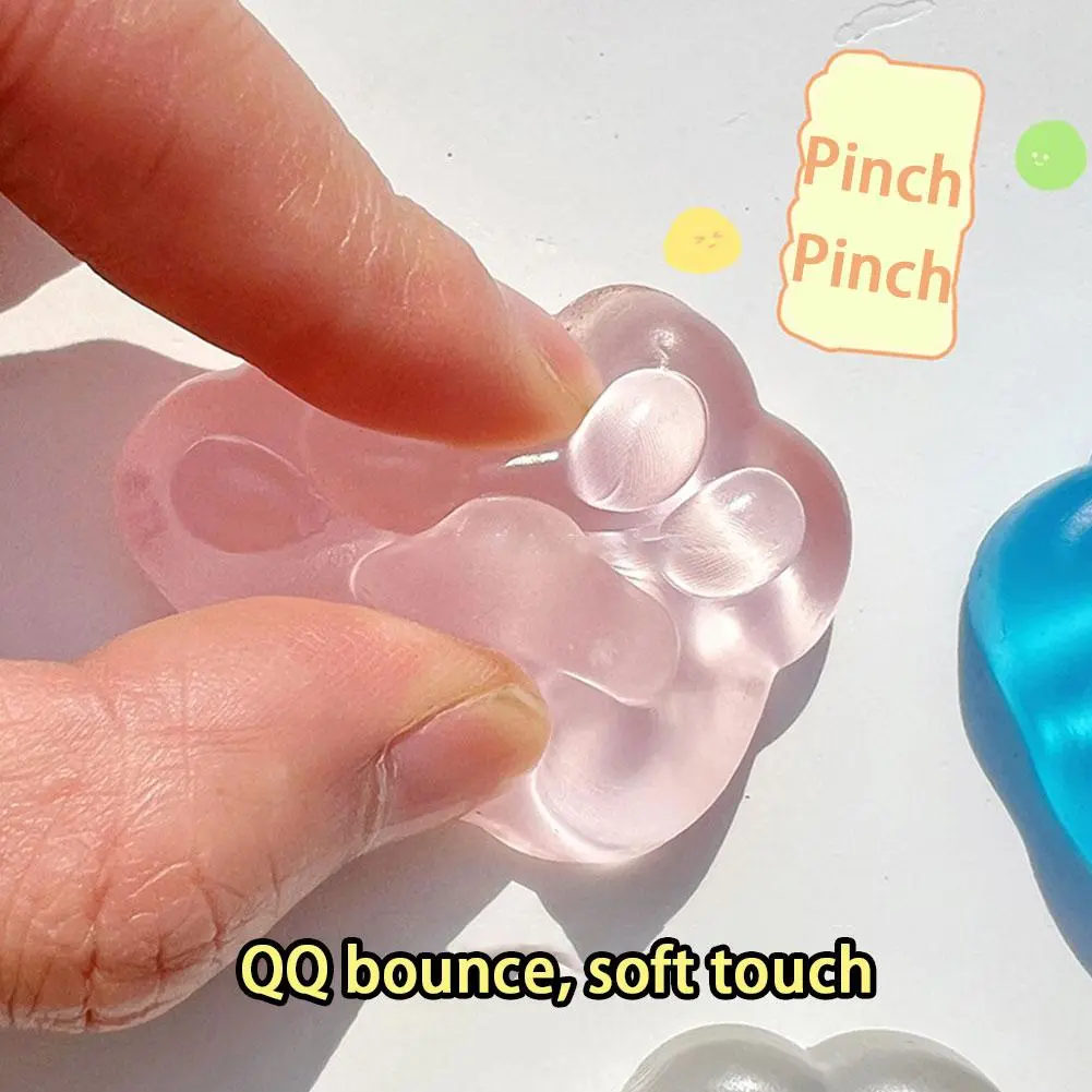 Cute Cat Paw Ice Block Toy Transparent Cube Stress Decompression Relief Toy N7C8