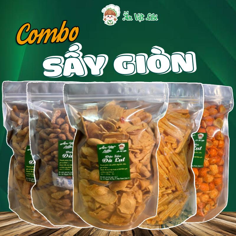 Combo Sấy Giòn ( TẶNG SNACK ngẫu nhiên): 500G TĂM ĐẬU- 500G TAI CAY - 500G KHOAI TÂY PM - 500G QUE CAY Snack Ăn Vặt Food khoai  tay bim tam dau