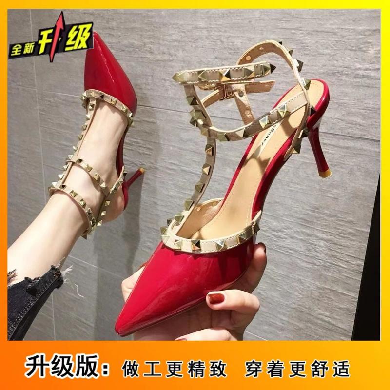 2025 Stiletto Sandals for Women Fairy Style Rivet Spring New Versatile Pointed Toe Plus Size High Heels Fashion Hot Item 8