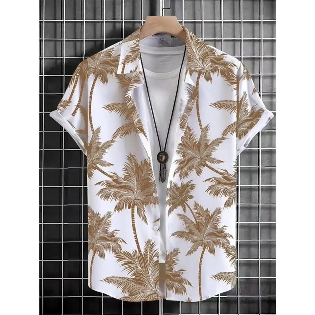 Hawaiian 3D Coconut Tree Top Men's Summer Beach Casual Clothing Street Outdoor Party Men's Shirt Loose Breathable Men's Clothing