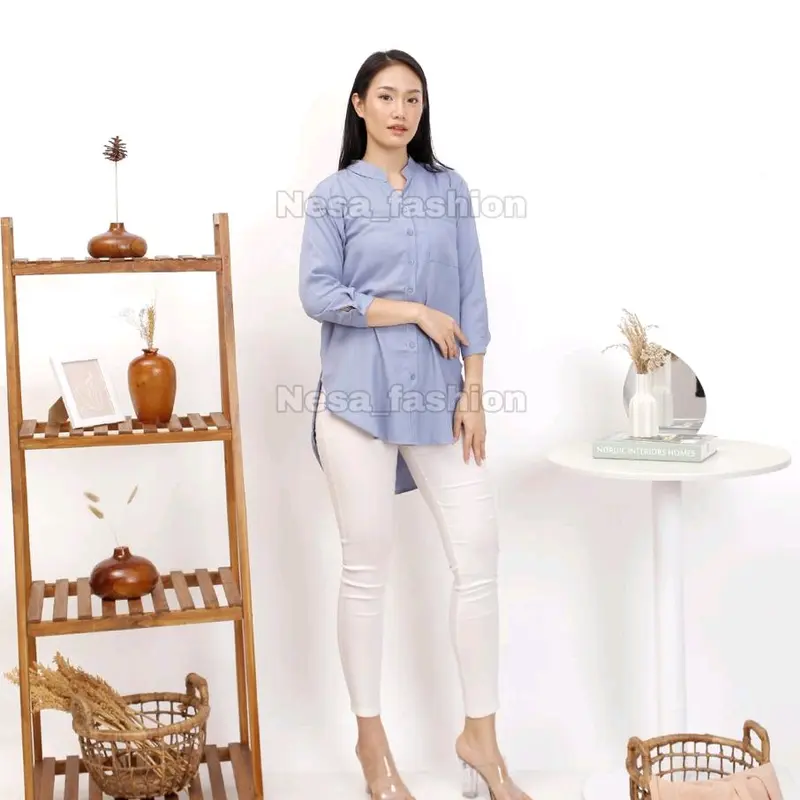 Kemeja tunik polos wanita Atasan 3