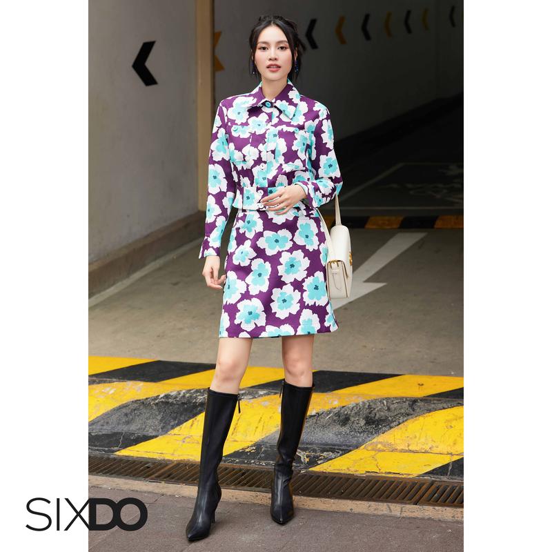 Chân váy thô hoa tím SIXDO (Dark Purple Floral Mini Raw Skirt) 5