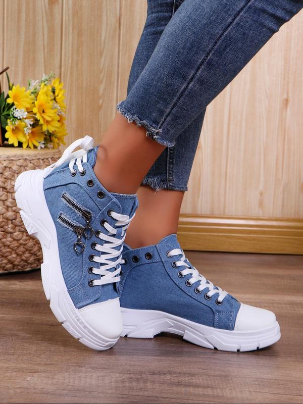 Women's Fashionable Lace Up Sneakers, Casual Comfortable Breathable Sports Shoes, Female All-match Round Toe Shoes for Daily Wear 2