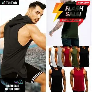 NEWLY HOT!PLAIN HOODIE MUSCLE TEE - (FREESIZE) Stretchable Tank Top  Openside -Quality 101