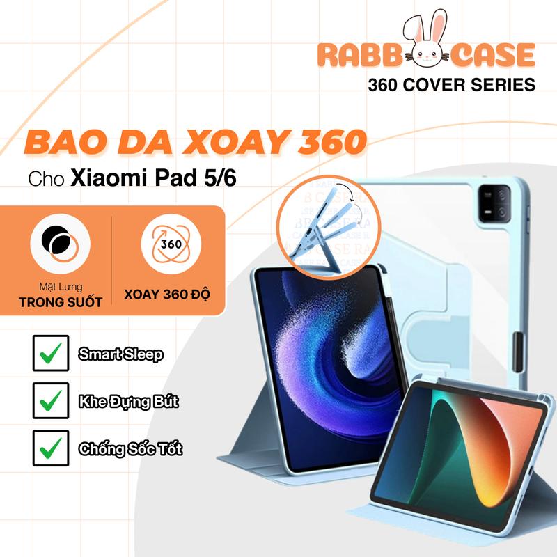  Bao da Ốp máy tính bảng xoay 360 độ dành cho Xiaomi MiPad 5 5Pro MiPad 6 6Pro Mipad 7 7Pro Mipad 8 8Pro Redmipad SE - Mặt lưng trong suốt có khay đựng bút Titan Phụ Kiện Xiaomi Pad Case 