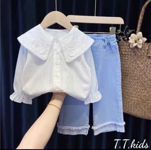 Product Introduction of Set Somi đi học cho bé gái 12-40kg - Chất thô mềm cổ thêu hoạ tiết xịn sò Hương Kids 0