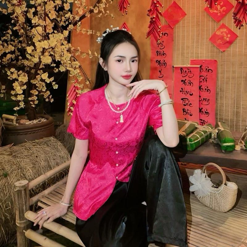  ÁO BÀ BA LỤA GẤM SẮC NÉT  ÁO LẺ BÀ BA DUYÊN DÁNG Nữ 