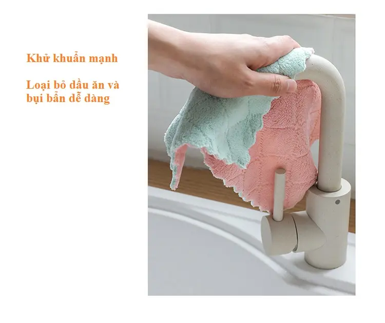 Khăn lau bếp đa năng 2 mặt siêu thấm nước kích thước 15x20cm lau ly chén vệ sinh thông minh Làm Sạch 8