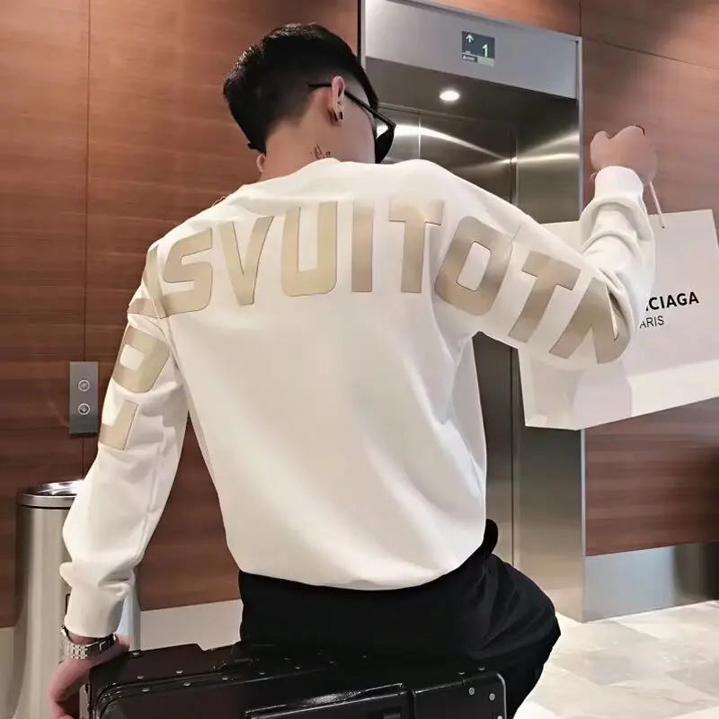 Sweater Bercetak, untuk Musim Luruh dan Musim Sejuk, untuk Lelaki, Gaya Sejuk dan Liar, Koleksi Musim Bunga dan Musim Luruh Lelaki 2025, Leher Bulat Baharu, Atasan Longgar, Fesyen Lelaki dan Wanita, Sweater Bercetak