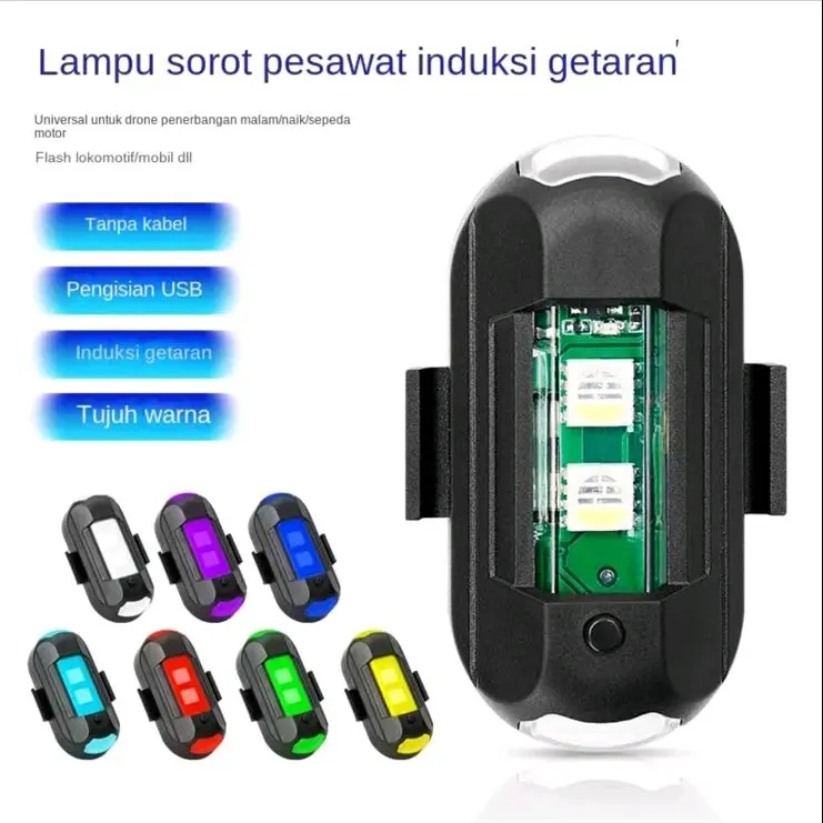 Lampu Strobo 7led warna universal tahan air Anti tabrakan untuk motor sepeda.