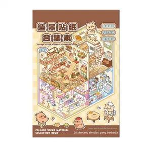 OriPaw  Stiker 3D Miniatur Rumah DIY, Buku Koleksi Stiker Skena Mini untuk Dekorasi Buku Harian