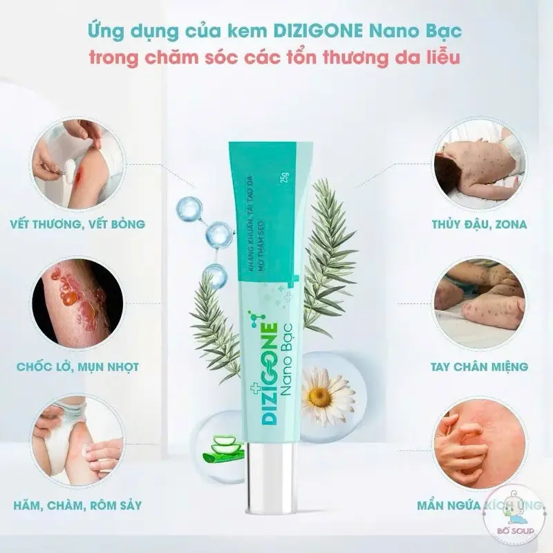 Kem DIZIGONE Nano Bạc kháng khuẩn, lành thương, tái tạo da, ngăn ngừa sẹo 25g 1