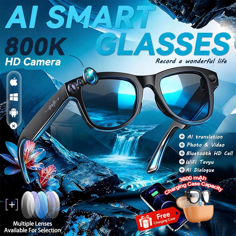 3600mAh Power Bank Smart Glasses 800W 4K HD Pixel 32GB Translation Bluetooth Music Ultra AI Smart Glasses with video camera 2026