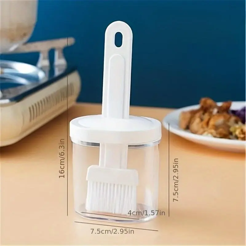 Random Color Oil Bottle With Brush, 1 Count 2 In 1 Clear Basting Brush With Oil Bottle, Kitchen Seasoning Bottle, BBQ Oil Brush, BBQ Accessories 1
