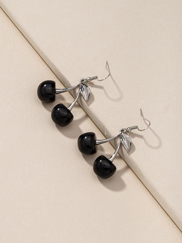 1 Pair Cherry Design Drop Earrings, Fashionable Vintage Earrings Jewelry for Women, Daily Use 3