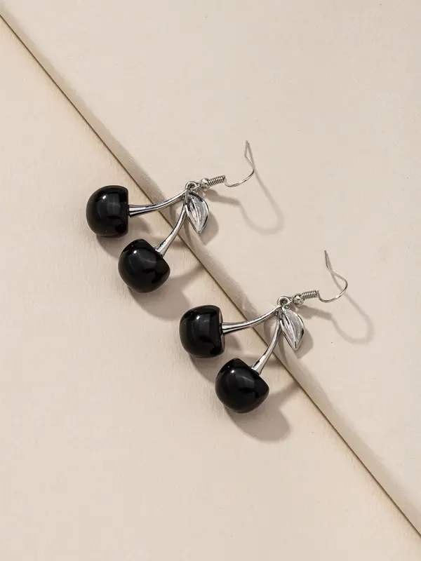 1 Pair Cherry Design Drop Earrings, Fashionable Vintage Earrings Jewelry for Women, Daily Use 3