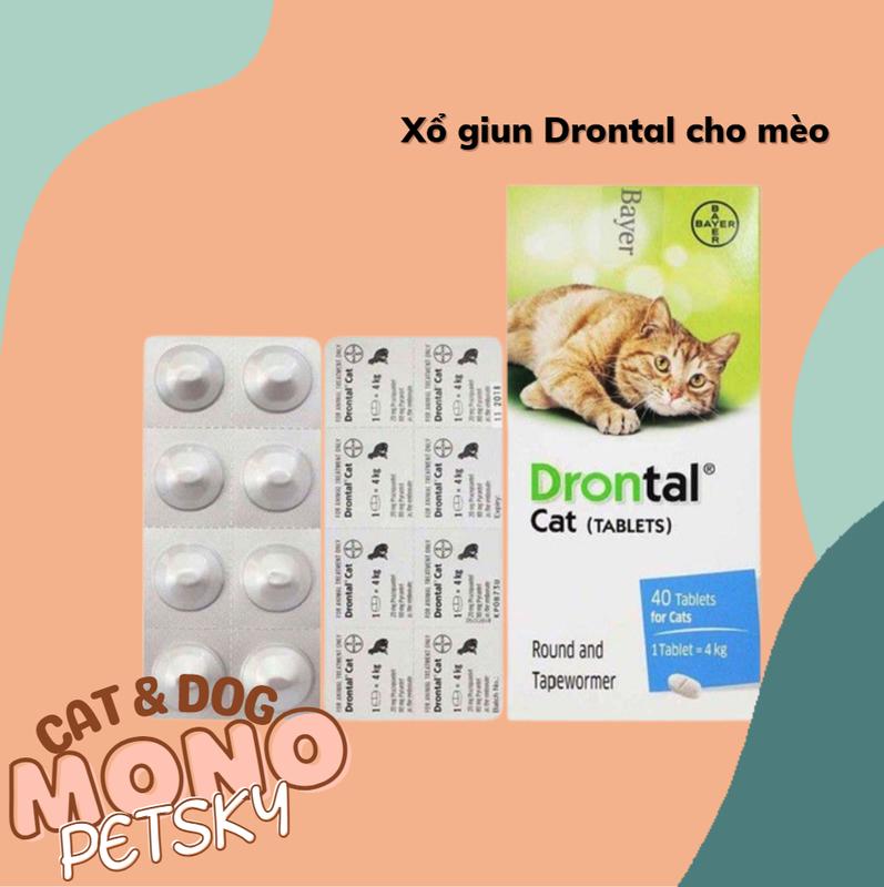 Tẩy giun cho mèo Drontal Elanco for Cat lẻ 1 viên viên phòng sổ giun vitamin mèo