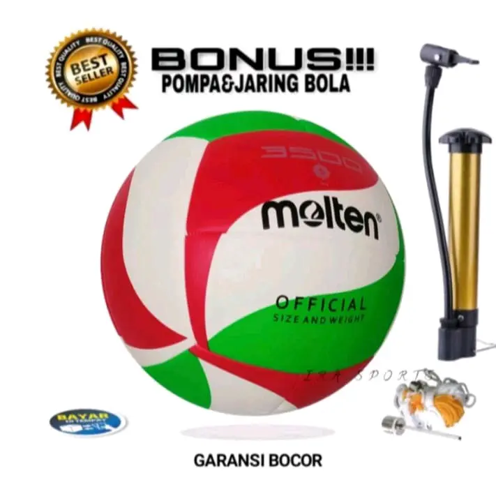 Bola Voli Volley Mikasa supergold jahit mesin Berkualitas Gratis Pompa+pentil dan jaring 4