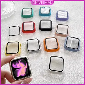 2 In 1 Tempered Glass with Case for IWatch Apple Watch Ultra 3 2 SE 3 2 1 Series 11 10 9 8 7 6 5 4 3 49mm 46mm 42 40 45 41 44mm Pelindung Matte Model Film Anti Gores Bumper Cover Screen Protector for Smartwatch I8 Pro Max S8 S9 8 MAX 9 PRO S20