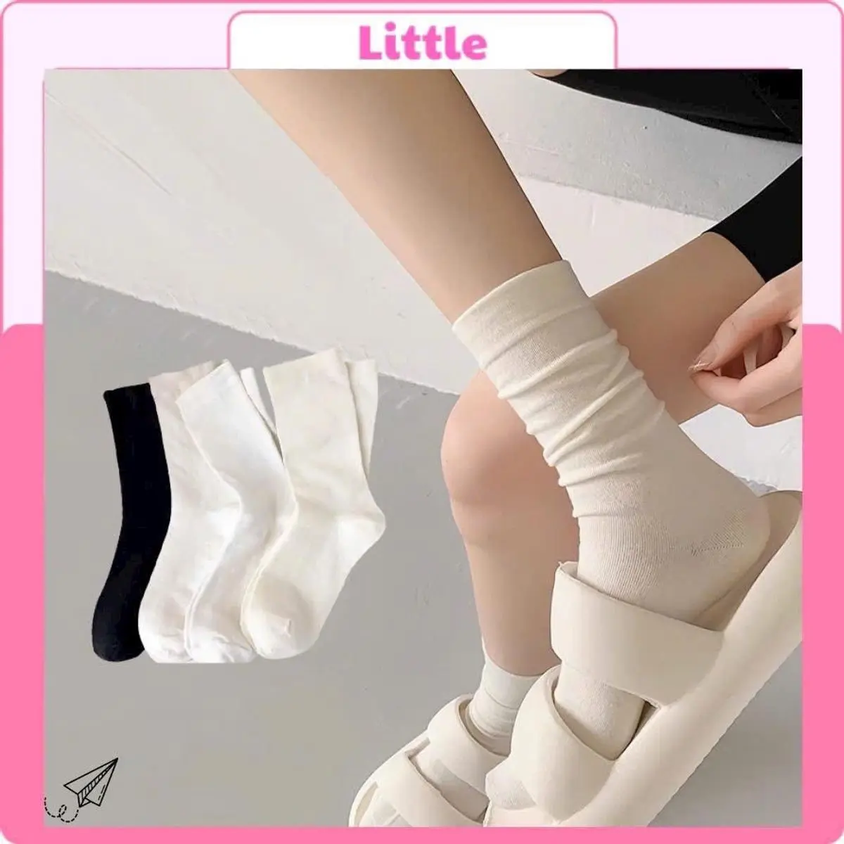 T23 Set 10 đôi tất, vớ trơn xᶖnh, siêu mềm, ấm áp, dệt kim thấm hút, thời trang