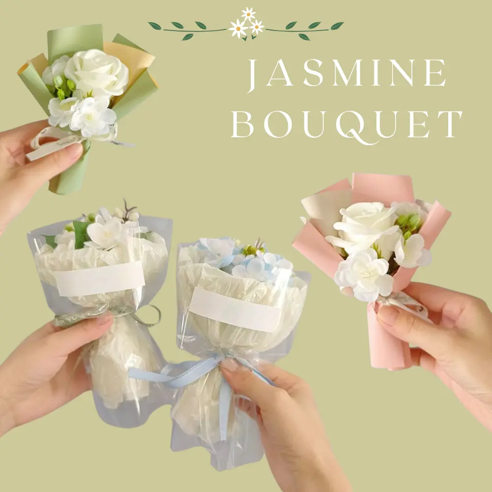 Mini Jasmine Artificial Rose Bouquet Hand Holding Soap Flower Gift for Girl Birthday Small Bouquet Gift Home Decoration Decor