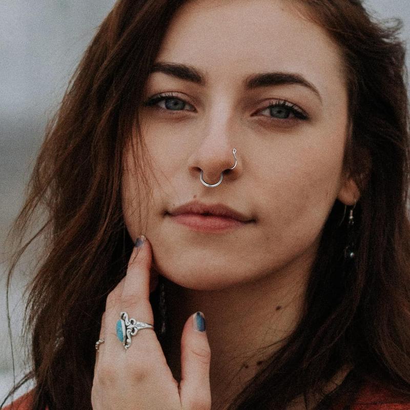 Product Introduction of DIAMDAY 25Pcs Fake Nose Ring Fake Septum for Women and Men Magnetic Septum Nose Ring Evil Eye Clip Nose Ring Hoops Nose Cuffs for Non Pierced Nose Fake Piercings Set 0