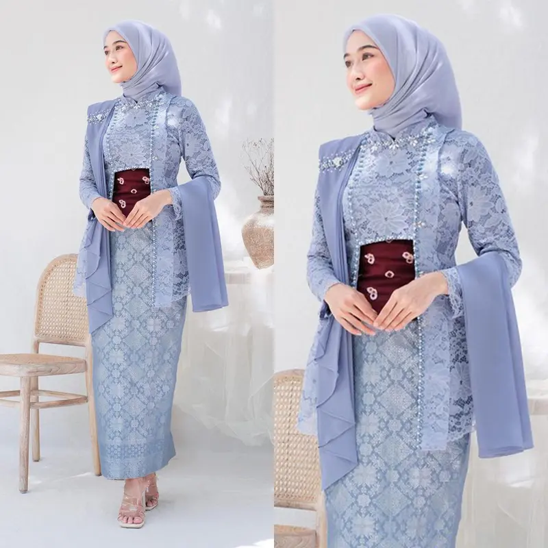 KEBAYA SOLO - Setelan Kebaya Batik Kutubaru Laksmi - Kebaya Sabira Laksmi Kutubaru Kebaya Lamaran Modern Kebaya Wisuda Kebaya Bridesmaid Kebaya Kondangan Atasan Baju Cantik Kancing Panjang Pesta Wanita Brokat Dress Payet Songket Motif Mewah 3