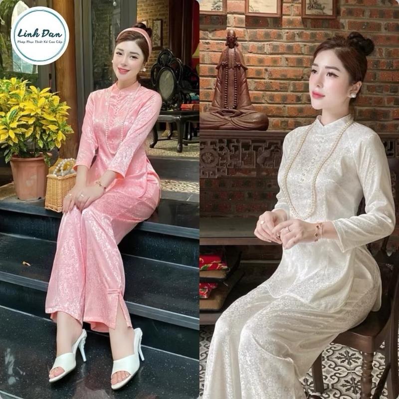 [LINH ĐAN]“ Bộ quần áo đi chùa, Bộ trang phục truyền thống chất liệu gấm cổ tàu đính ngọc cao cấp Nữ