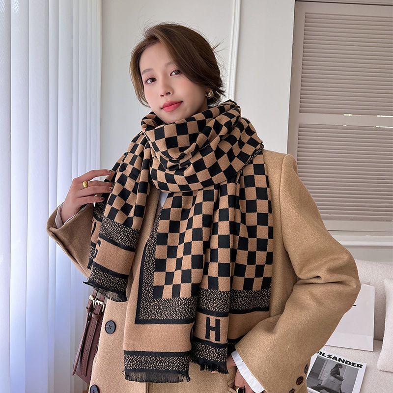 Khăn choàng dạ ép kẻ caro cao cấp giữ ấm dành cho cả nam và nữ Len Quàng Cổ